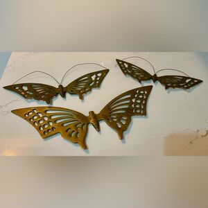 Brass Butterfly Wall Hanging Set of 3